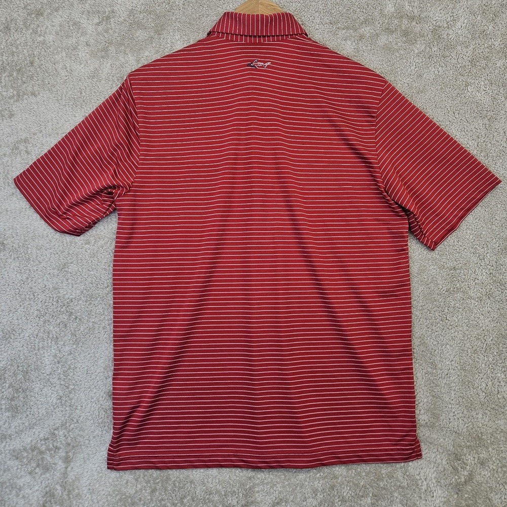 Trump Golf Polo Shirt Greg Norman Red White Striped Men's Small Play Dry - Picture 2 of 13